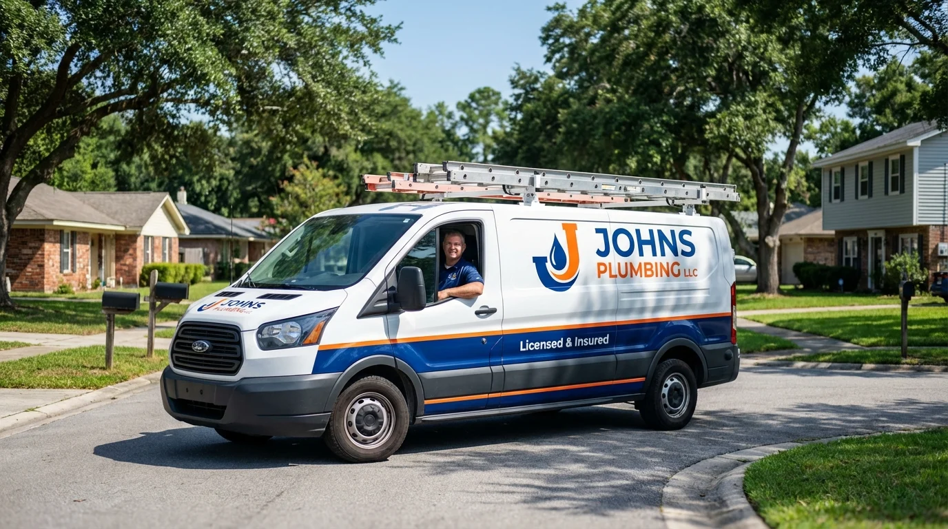 Johns Plumbing LLC service van in Pelham, NH